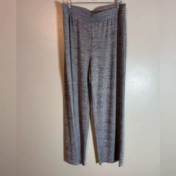 JM Collection Wide Leg Pants Womens Silver Shiny Pull On Stretch size XL - Picture 3 of 8